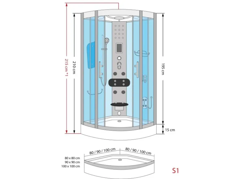 AcquaVapore Dampfdusche Duschtempel Sauna Dusche Duschkabine D46-10T2-EC 90x90