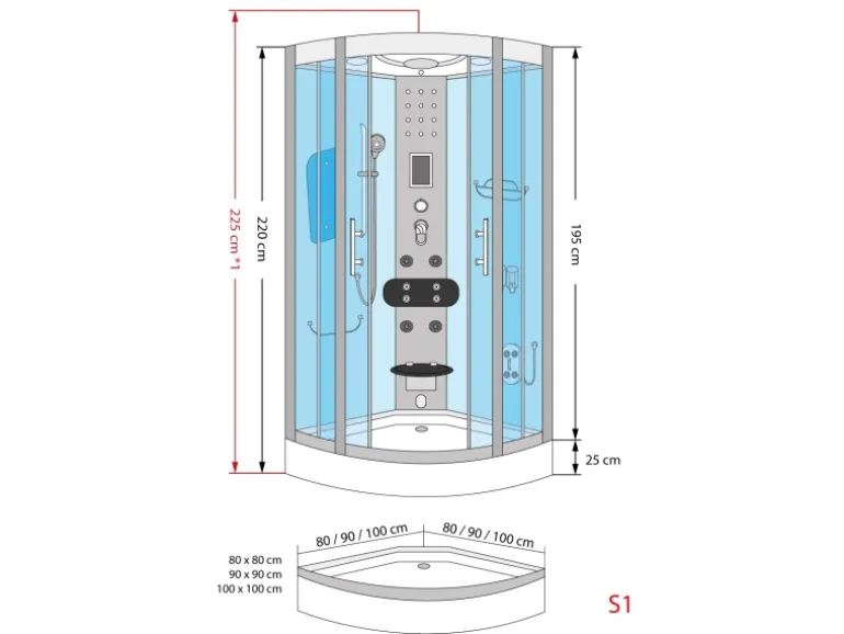 AcquaVapore Dampfdusche Duschtempel Sauna Dusche Duschkabine D46-50T2-EC 90x90