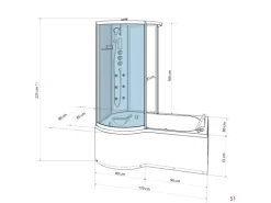 AcquaVapore Kombination Badewanne Dusche K50-R01 Duschtempel 100x170