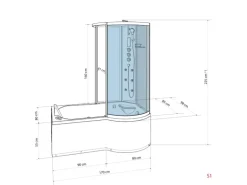 AcquaVapore Kombination Whirlpool Dusche K50-L30-WP-EC Duschkabine Wanne 170x100