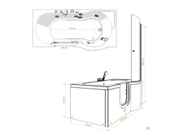 AcquaVapore Seniorendusche und Badewanne mit Tür S12D-EH-L-EC Dusche 170x85