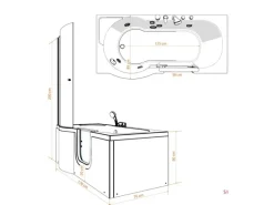 AcquaVapore Seniorendusche und Badewanne mit Tür S12D-TH-R Dusche 85x170