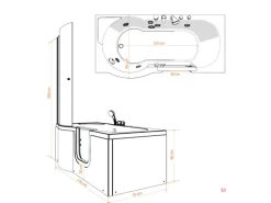 AcquaVapore Seniorendusche und Wanne mit Whirlpool S12D-TH-AIR-R-EC Dusche 85x17