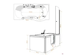 AcquaVapore Seniorendusche und Wanne mit Whirlpool S12D-EH-AIR-L-EC Dusche 170x8