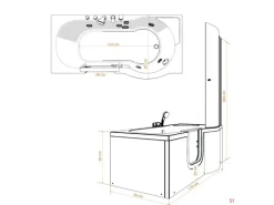 AcquaVapore Seniorendusche und Wanne mit Whirlpool S12D-TH-AIR-L-EC Dusche 170x8