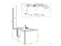 AcquaVapore Seniorendusche und Wanne mit Whirlpool S12D-EH-WP-R Dusche 85x170