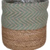 A.H.G. Pflanzkorb aus Seegras und Jutestoff Ø 16 cm x 16 cm Salbei-Natur