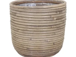 A.H.G. Rattantopf Rund Natur-Grau mit Polybeutel 20 cm x1 8cm