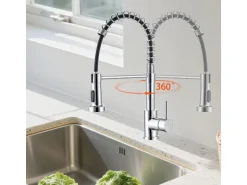 AICA Hochdruck Wasserhahn 43x21x12cm Chrom Küche Abnehmbarer Mischbatterie und Drehbarer 360° Spiralfeder Bad Küchenarmatur
