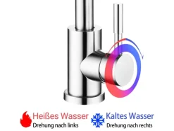AICA Wasserhahn 360° Drehbare Wassersparende Chrom Küchenarmatur Hochdruckfestes Design aus 304 Edelstahl Gefertigt Kaltes/Warmes Wasser