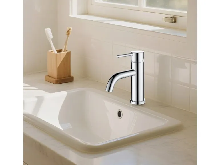 AICA Wasserhahn Chrom Bad Niedriger Waschtischarmatur Waschbecken Armaturen 304 Edelstahl Einhebelmischer Mischbatterie