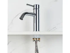 AICA Wasserhahn Chrom Bad Niedriger Waschtischarmatur Waschbecken Armaturen 304 Edelstahl Einhebelmischer Mischbatterie