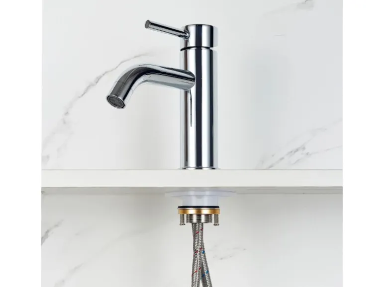 AICA Wasserhahn Chrom Bad Niedriger Waschtischarmatur Waschbecken Armaturen 304 Edelstahl Einhebelmischer Mischbatterie