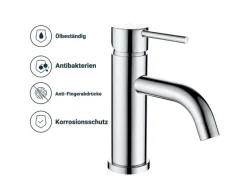 AICA Wasserhahn Chrom Bad Niedriger Waschtischarmatur Waschbecken Armaturen 304 Edelstahl Einhebelmischer Mischbatterie