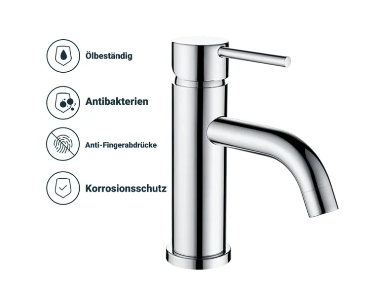 AICA Wasserhahn Chrom Bad Niedriger Waschtischarmatur Waschbecken Armaturen 304 Edelstahl Einhebelmischer Mischbatterie