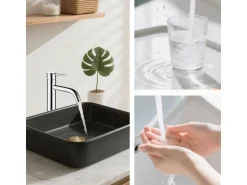 AICA Wasserhahn Chrom Bad Hoch Waschtischarmatur Auslauf Höhe 195mm Waschbecken Armaturen 304 Edelstahl Einhebelmischer Mischbatterie