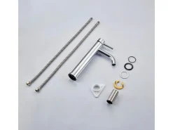 AICA Wasserhahn Chrom Bad Hoch Waschtischarmatur Auslauf Höhe 195mm Waschbecken Armaturen 304 Edelstahl Einhebelmischer Mischbatterie