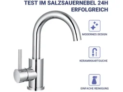AICA Wasserhahn Chrom Bad Hoch Waschtischarmatur Auslauf Höhe 158mm Waschbecken Armaturen 304 Edelstahl Einhebelmischer Mischbatterie