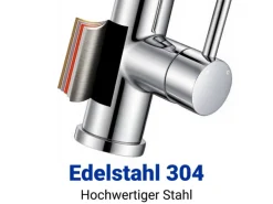 AICA Wasserhahn Chrom Bad Hoch Waschtischarmatur Auslauf Höhe 158mm Waschbecken Armaturen 304 Edelstahl Einhebelmischer Mischbatterie