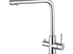 AICA Wasserhahn Chrom Küche Spültischarmatur 3-Wege mit Trinkwasserfilter 2-Hebel Design für Doppelspülen 360° Schwenkbar