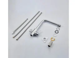 AICA Wasserhahn Chrom Küche Spültischarmatur 3-Wege mit Trinkwasserfilter 2-Hebel Design für Doppelspülen 360° Schwenkbar