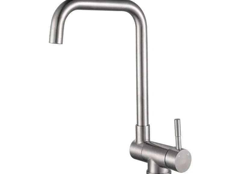 AICA Wasserhahn Doppelfunktion 360° Drehbare Kippbare Silber Küchenarmatur mit 304 Edelstahl und Keramikventil Mischbatterie