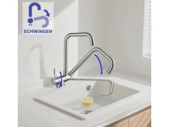 AICA Wasserhahn Doppelfunktion 360° Drehbare Kippbare Silber Küchenarmatur mit 304 Edelstahl und Keramikventil Mischbatterie