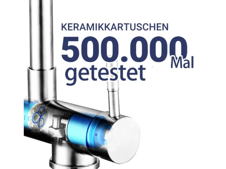 AICA Wasserhahn Doppelfunktion 360° Drehbare Kippbare Silber Küchenarmatur mit 304 Edelstahl und Keramikventil Mischbatterie