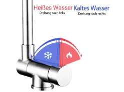 AICA Wasserhahn Doppelfunktion 360° Drehbare Kippbare Chrom Küchenarmatur Wasser mit 304 Edelstahl und Keramikventil Mischbatterie