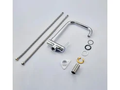 AICA Wasserhahn Doppelfunktion 360° Drehbare Kippbare Chrom Küchenarmatur Wasser mit 304 Edelstahl und Keramikventil Mischbatterie