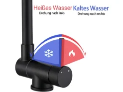 AICA Wasserhahn Doppelfunktion 360° Drehbare Kippbare Schwarz Küchenarmatur mit 304 Edelstahl und Keramikventil Mischbatterie