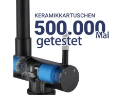 AICA Wasserhahn Doppelfunktion 360° Drehbare Kippbare Schwarz Küchenarmatur mit 304 Edelstahl und Keramikventil Mischbatterie