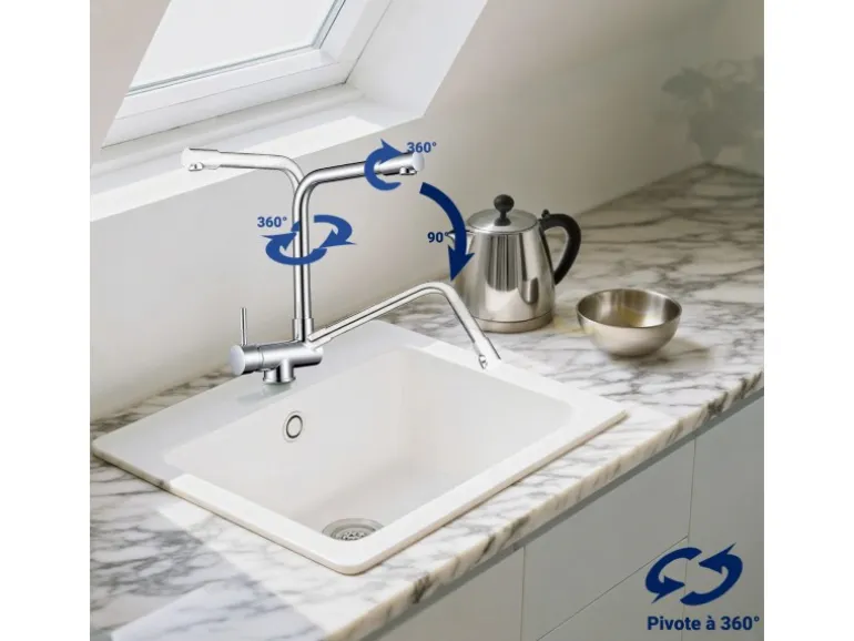 AICA Wasserhahn Faltbare 360° Drehbare Chrom Küchenarmatur 304 Edelstahl Hochdruckfest Mischbatterie Spültischarmatur