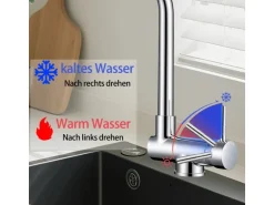 AICA Wasserhahn Faltbare 360° Drehbare Chrom Küchenarmatur 304 Edelstahl Hochdruckfest Mischbatterie Spültischarmatur