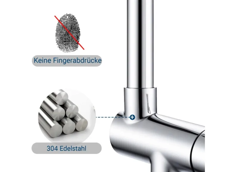 AICA Wasserhahn Faltbare 360° Drehbare Chrom Küchenarmatur 304 Edelstahl Hochdruckfest Mischbatterie Spültischarmatur