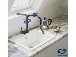 AICA Wasserhahn Faltbare 360° Drehbare Schwarz Küchenarmatur 304 Edelstahl Hochdruckfest Mischbatterie Spültischarmatur