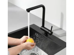 AICA Wasserhahn Faltbare 360° Drehbare Schwarz Küchenarmatur 304 Edelstahl Hochdruckfest Mischbatterie Spültischarmatur