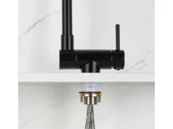 AICA Wasserhahn Faltbare 360° Drehbare Schwarz Küchenarmatur 304 Edelstahl Hochdruckfest Mischbatterie Spültischarmatur