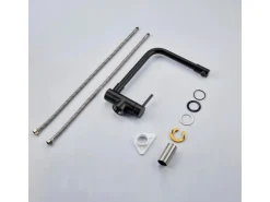 AICA Wasserhahn Faltbare 360° Drehbare Schwarz Küchenarmatur 304 Edelstahl Hochdruckfest Mischbatterie Spültischarmatur