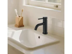 AICA Wasserhahn Schwarz Bad Niedriger Waschtischarmatur Waschbecken Armaturen 304 Edelstahl Einhebelmischer Mischbatterie