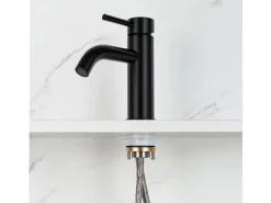 AICA Wasserhahn Schwarz Bad Niedriger Waschtischarmatur Waschbecken Armaturen 304 Edelstahl Einhebelmischer Mischbatterie