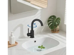 AICA Wasserhahn Schwarz Bad Hoch Waschtischarmatur Auslauf Höhe 158mm Waschbecken Armaturen 304 Edelstahl Einhebelmischer Mischbatterie