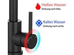 AICA Wasserhahn Schwarz Bad Hoch Waschtischarmatur Auslauf Höhe 158mm Waschbecken Armaturen 304 Edelstahl Einhebelmischer Mischbatterie