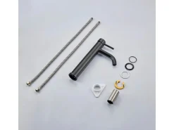 AICA Wasserhahn Schwarz Bad Hoch Waschtischarmatur Auslauf Höhe 195mm Waschbecken Armaturen 304 Edelstahl Einhebelmischer Mischbatterie