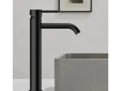 AICA Wasserhahn Schwarz Bad Hoch Waschtischarmatur Auslauf Höhe 195mm Waschbecken Armaturen 304 Edelstahl Einhebelmischer Mischbatterie