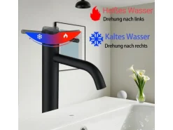 AICA Wasserhahn Schwarz Bad Hoch Waschtischarmatur Auslauf Höhe 195mm Waschbecken Armaturen 304 Edelstahl Einhebelmischer Mischbatterie