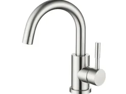 AICA Wasserhahn Silber Bad Hoch Waschtischarmatur Auslauf Höhe 158mm Waschbecken Armaturen 304 Edelstahl Einhebelmischer Mischbatterie