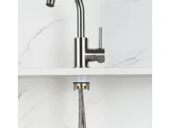 AICA Wasserhahn Silber Bad Hoch Waschtischarmatur Auslauf Höhe 158mm Waschbecken Armaturen 304 Edelstahl Einhebelmischer Mischbatterie