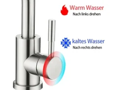 AICA Wasserhahn Silber Bad Hoch Waschtischarmatur Auslauf Höhe 158mm Waschbecken Armaturen 304 Edelstahl Einhebelmischer Mischbatterie