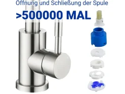 AICA Wasserhahn Silber Bad Hoch Waschtischarmatur Auslauf Höhe 158mm Waschbecken Armaturen 304 Edelstahl Einhebelmischer Mischbatterie